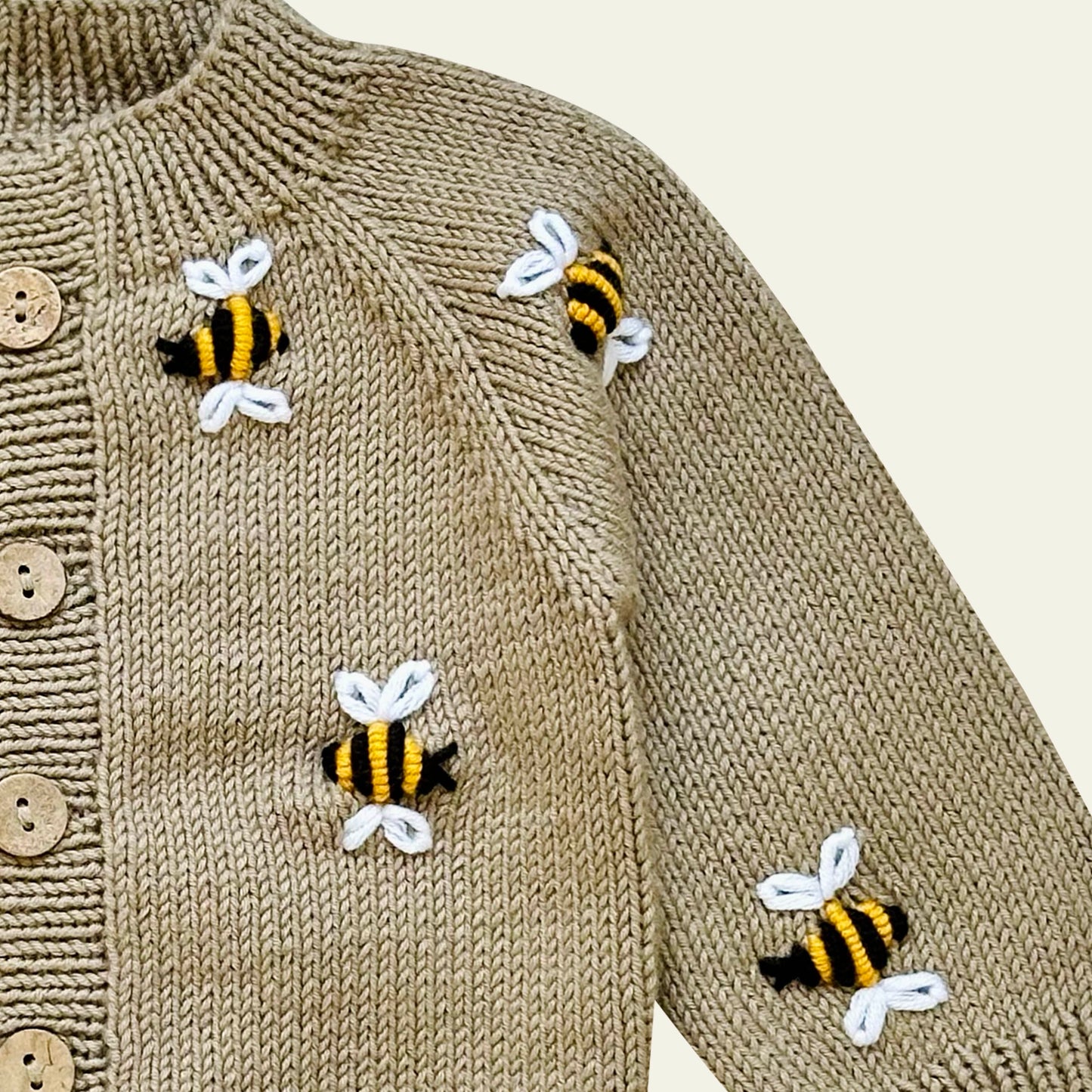 Hand Knitted Unisex Baby Bee Cardigan