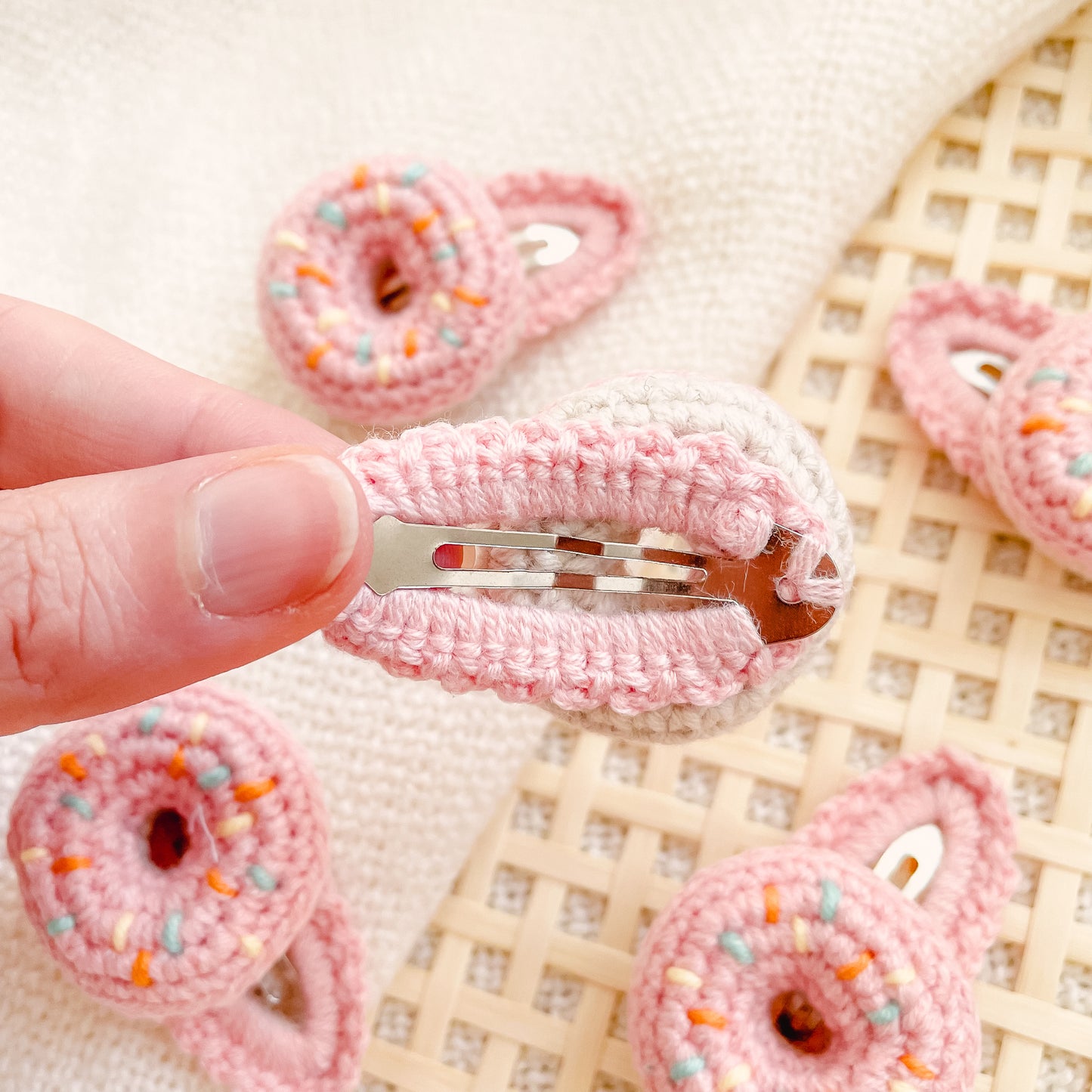Hand-Made Donut Crochet Hair Clip