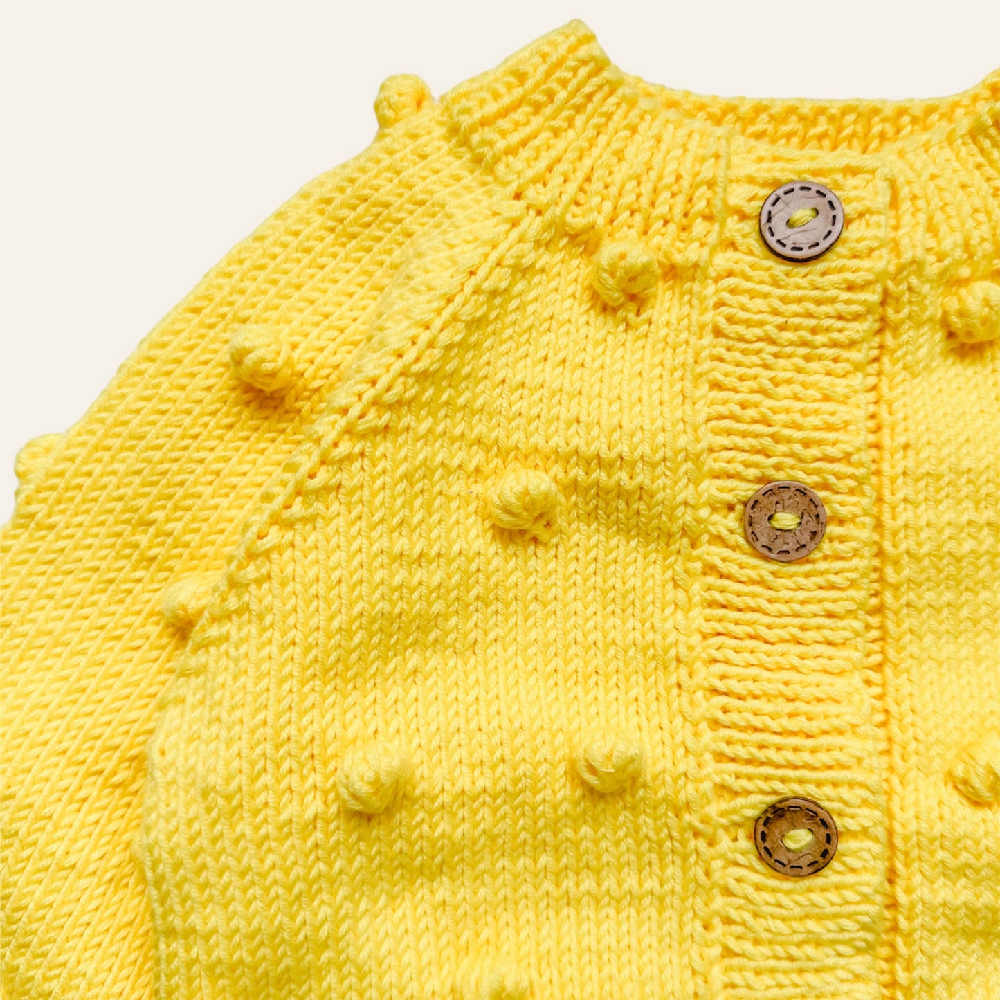 Hand Knitted Unisex Baby Cardigan - Yellow