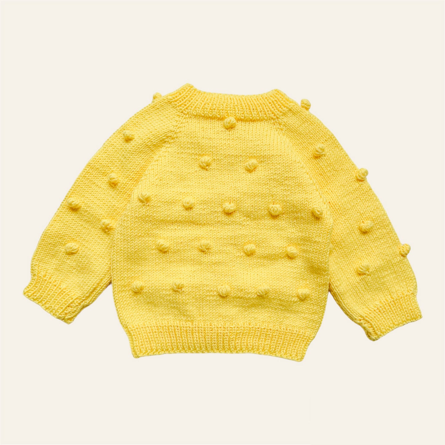 Hand Knitted Unisex Baby Cardigan - Yellow