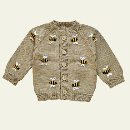 Hand Knitted Unisex Baby Bee Cardigan