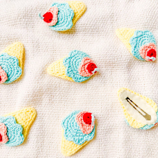 Hand-Made Ice Cream Crochet Hair Clip