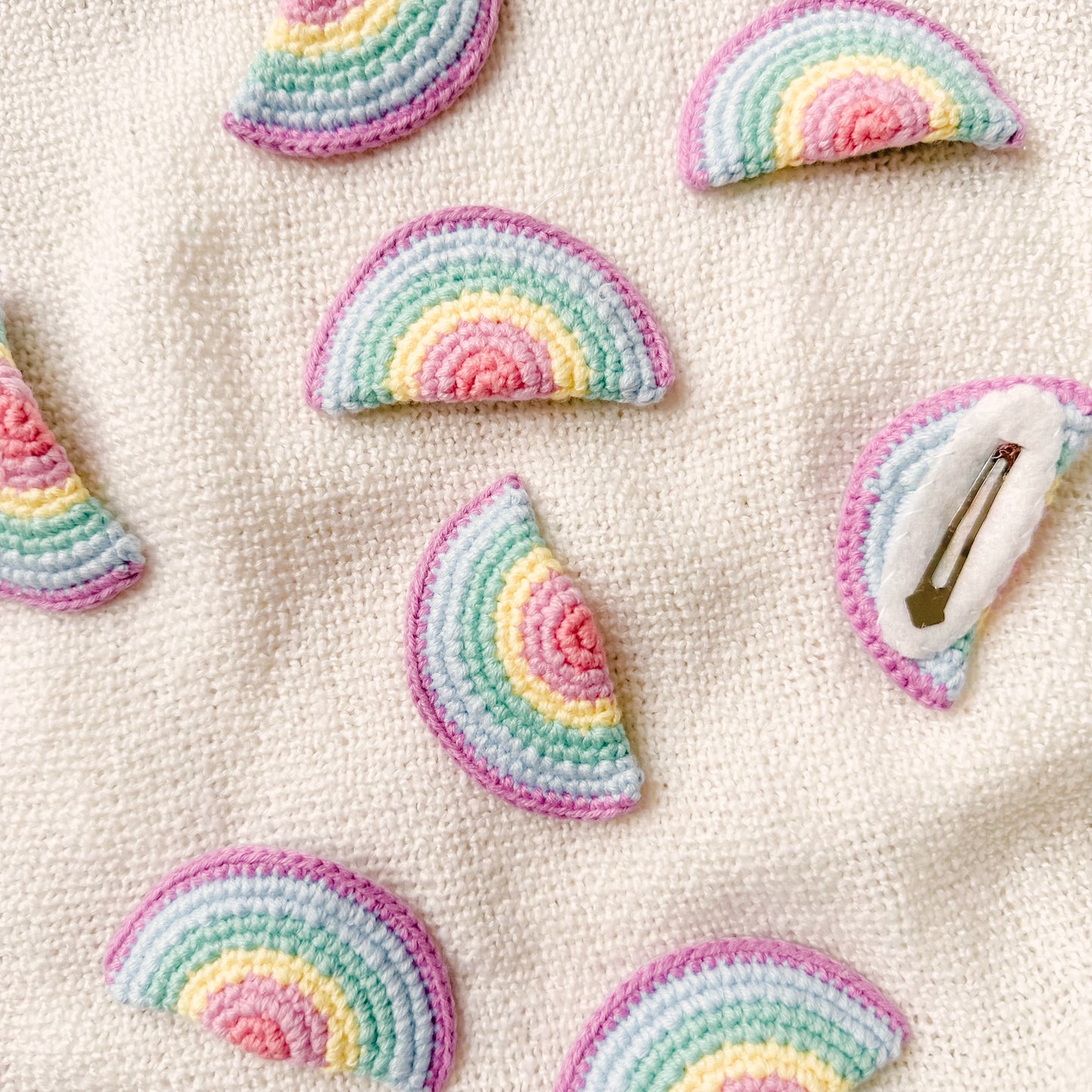 Hand-Made Rainbow Crochet Hair Clip