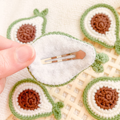 Hand-Made Avocado Crochet Hair Clip