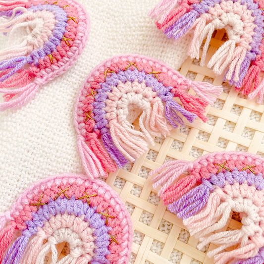 Hand-Made Rainbow Crochet Hair Clip