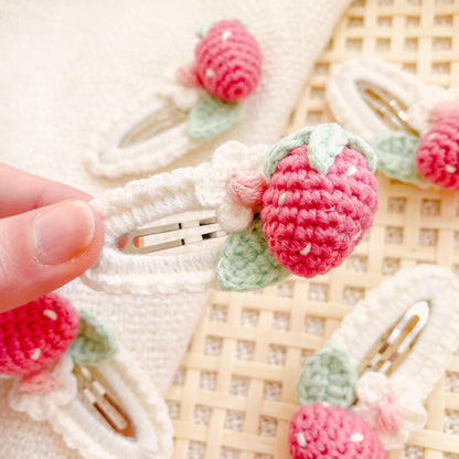 Hand-Made Strawberry Crochet Hair Clip